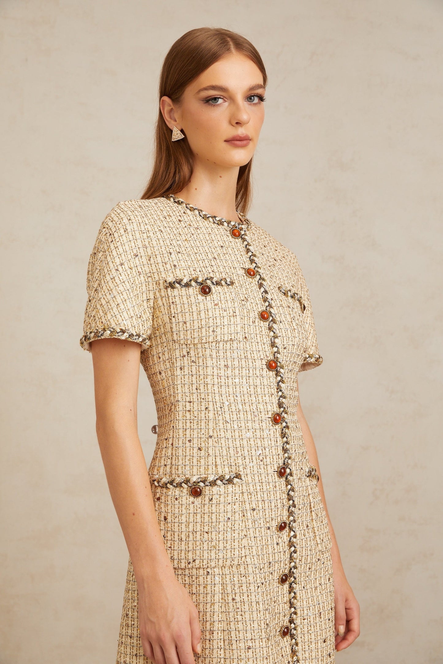 Énergie Neutral ALine Tweed Mini Dress
