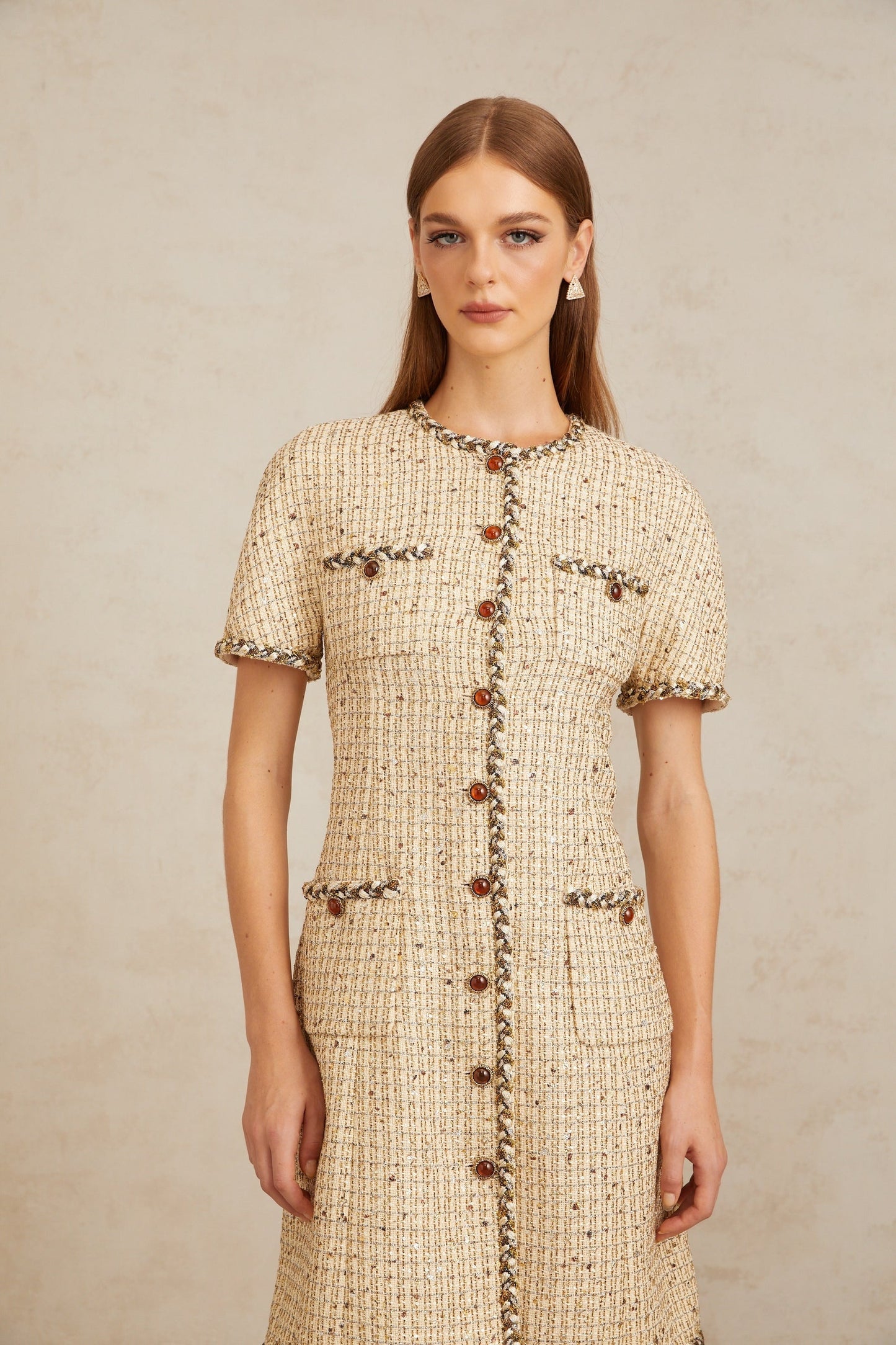 Énergie Neutral ALine Tweed Mini Dress