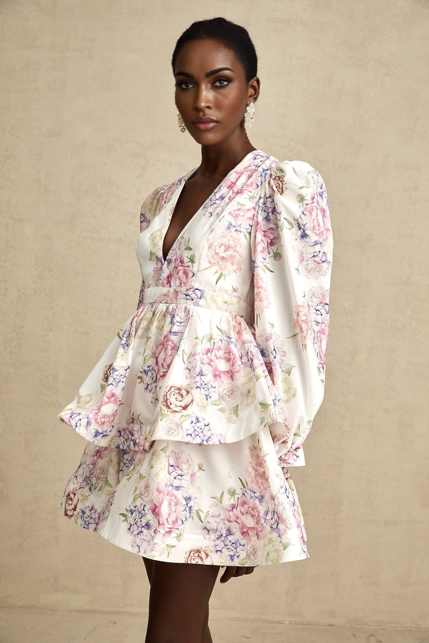 Enora floralprint tiered mini dress