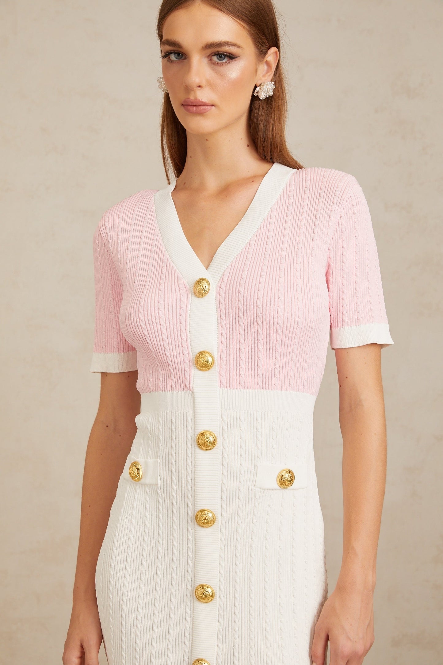 Épure Pink Ribbed Knit Mini Dress