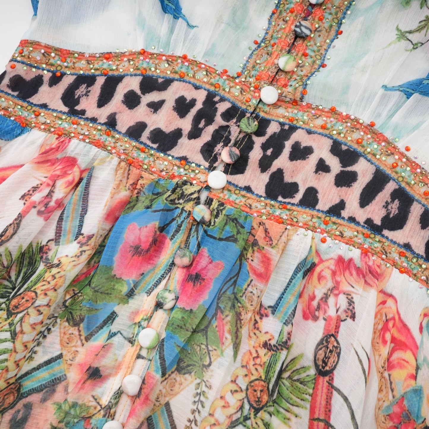 Éva patternprint Vneck midi dress