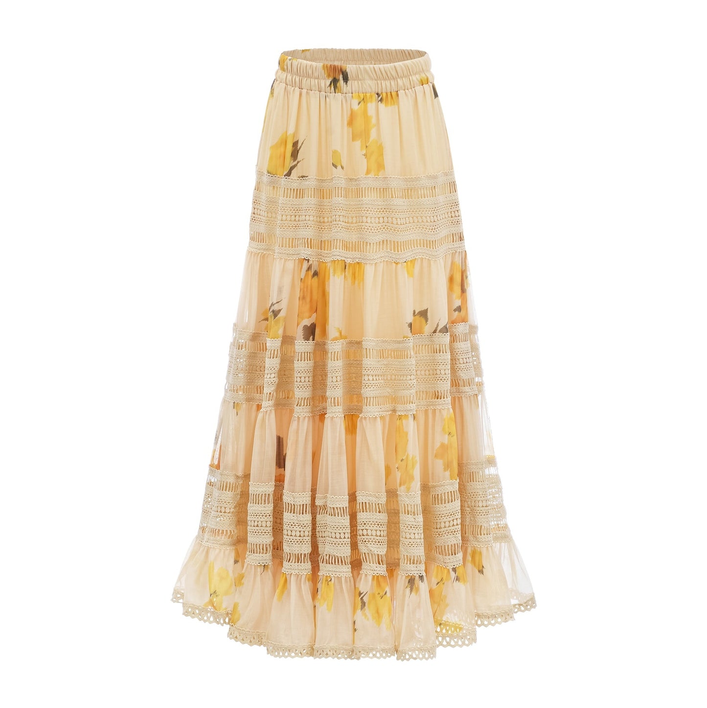 Éva yellow floralprint blouse skirt matching set