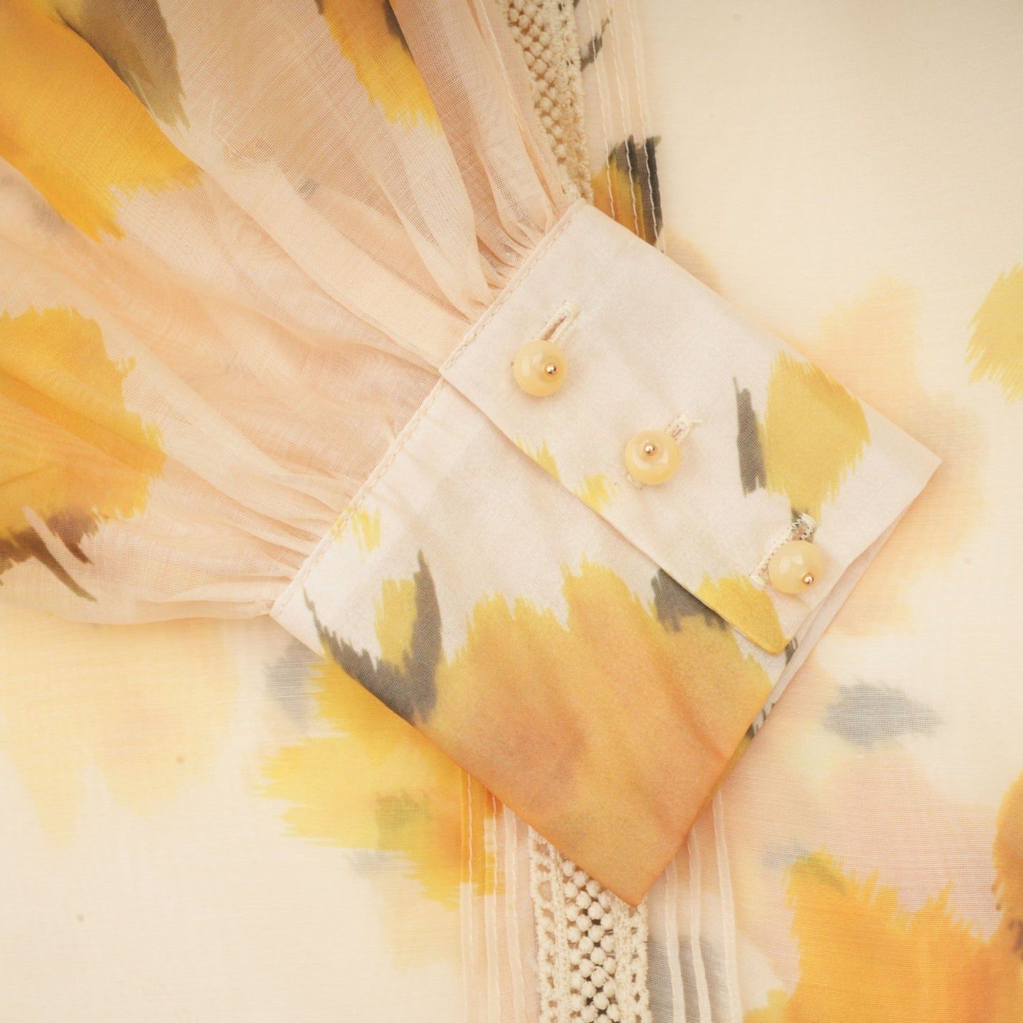 Éva yellow floralprint blouse skirt matching set