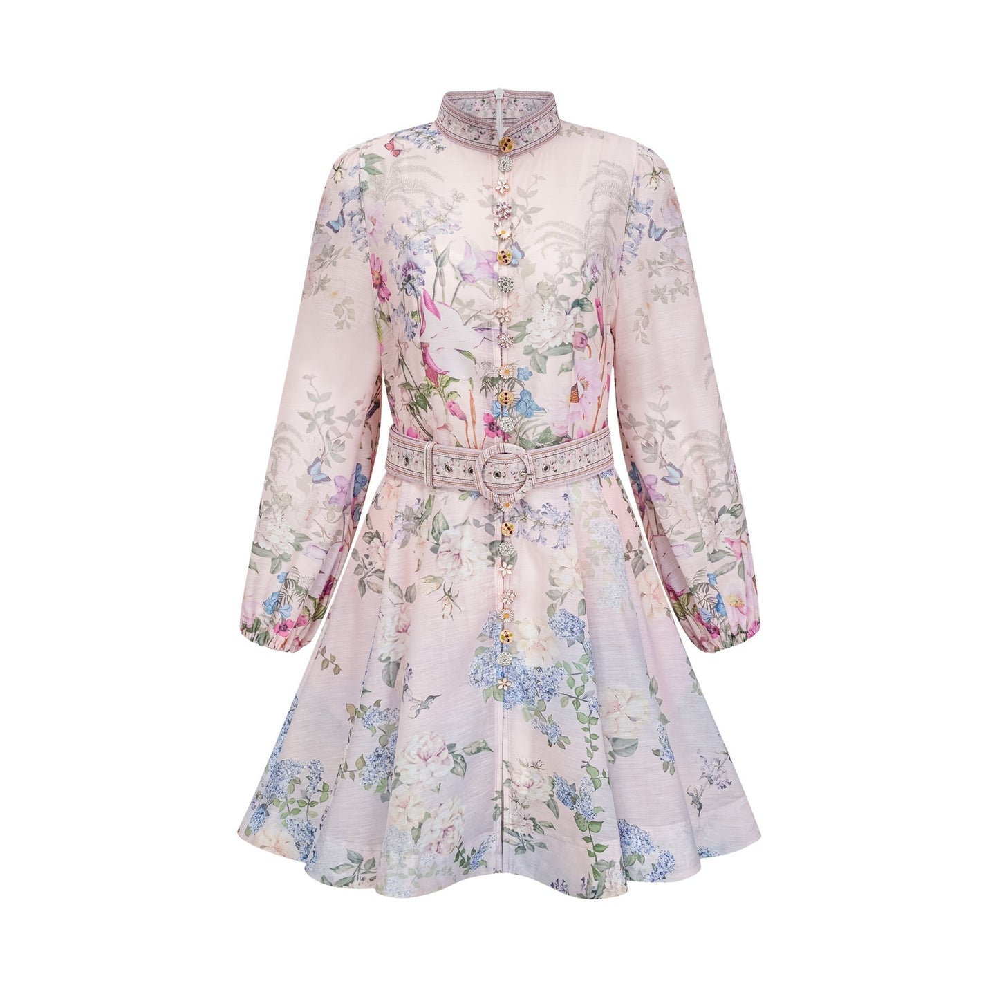 Fabienne lightpink floralprint mini dress