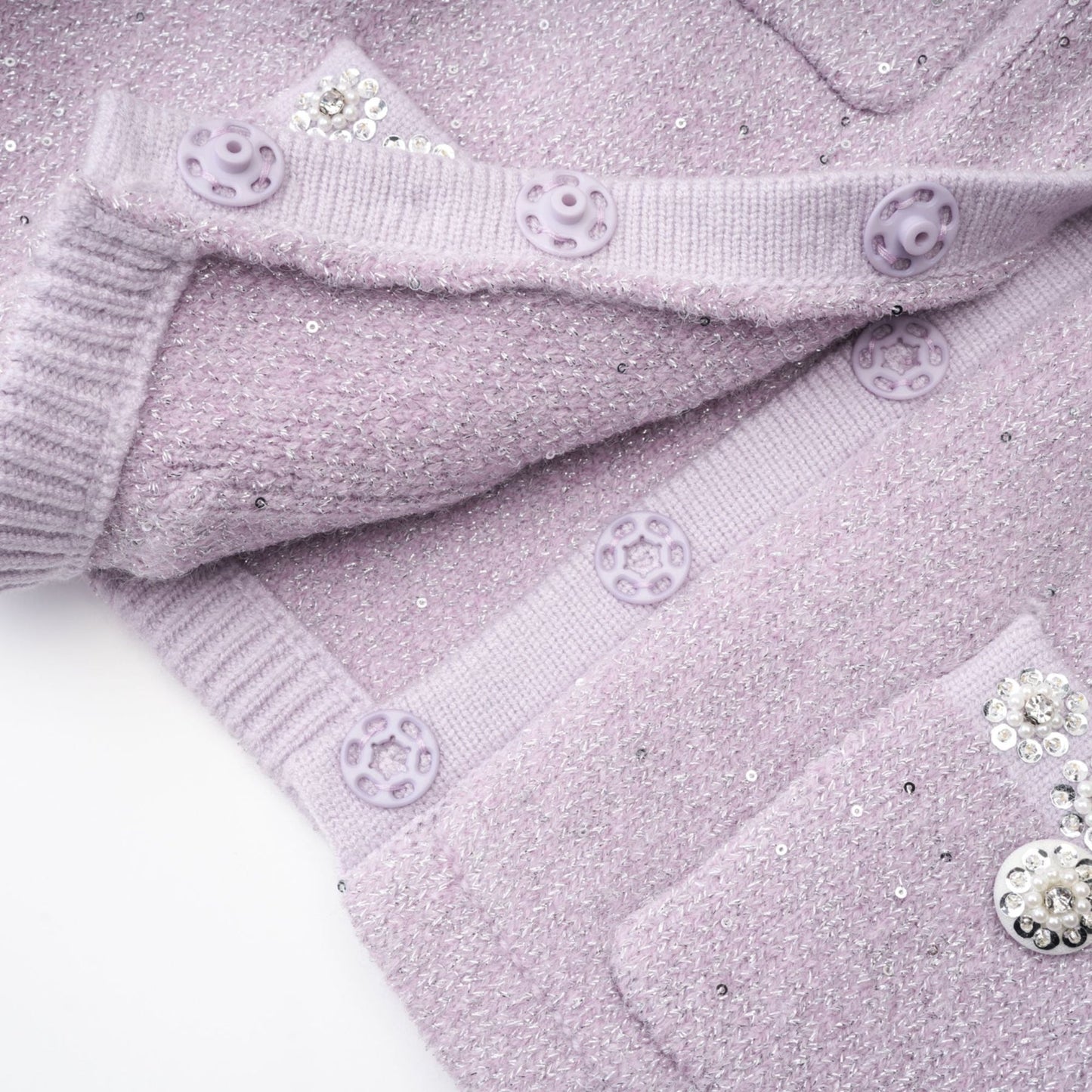 Fabienne purple sequindetail jacket skirt matching set