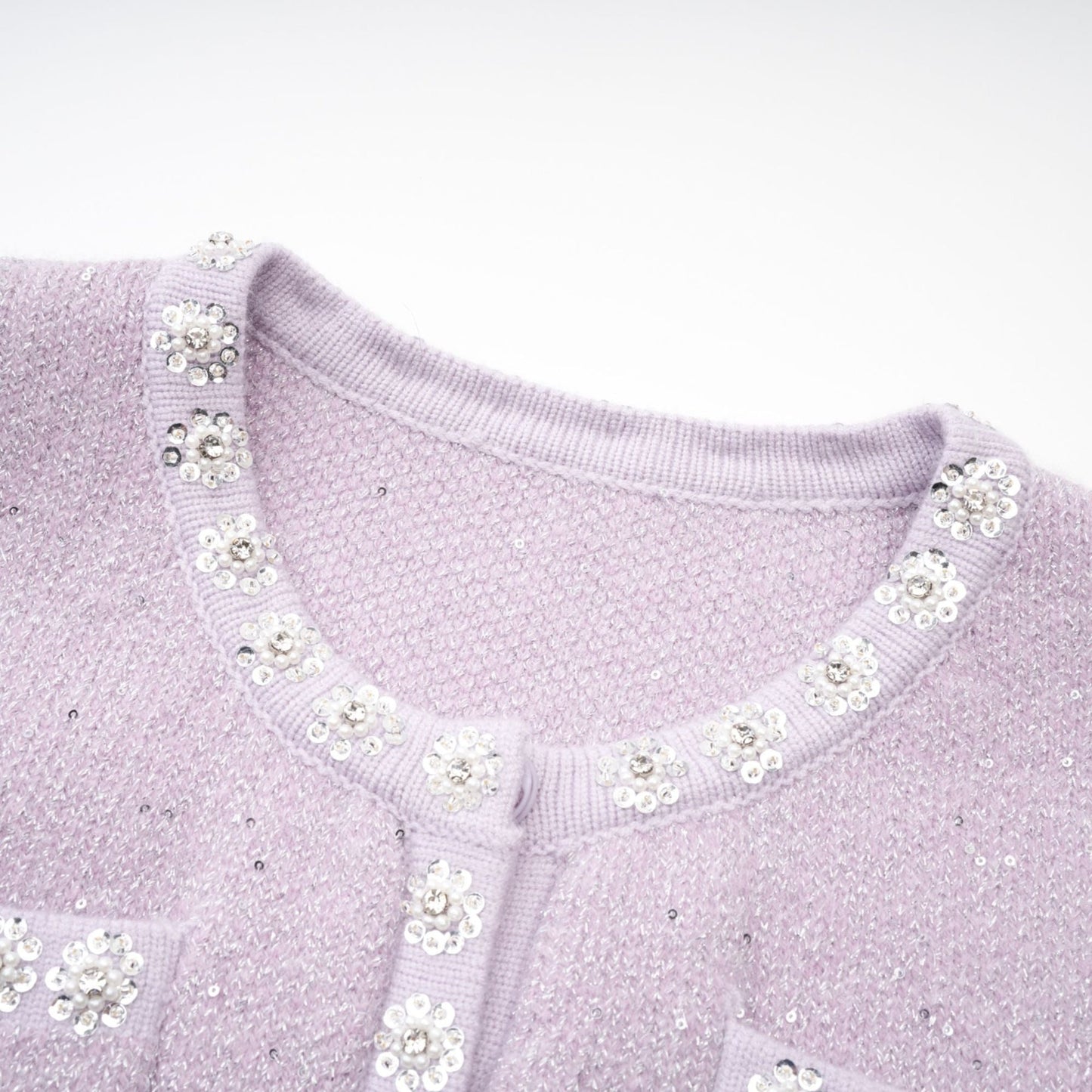 Fabienne purple sequindetail jacket skirt matching set
