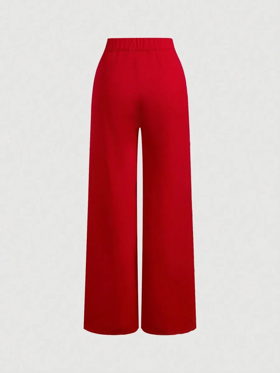 Fashionable Elegant Button Decor Straight Leg Pants