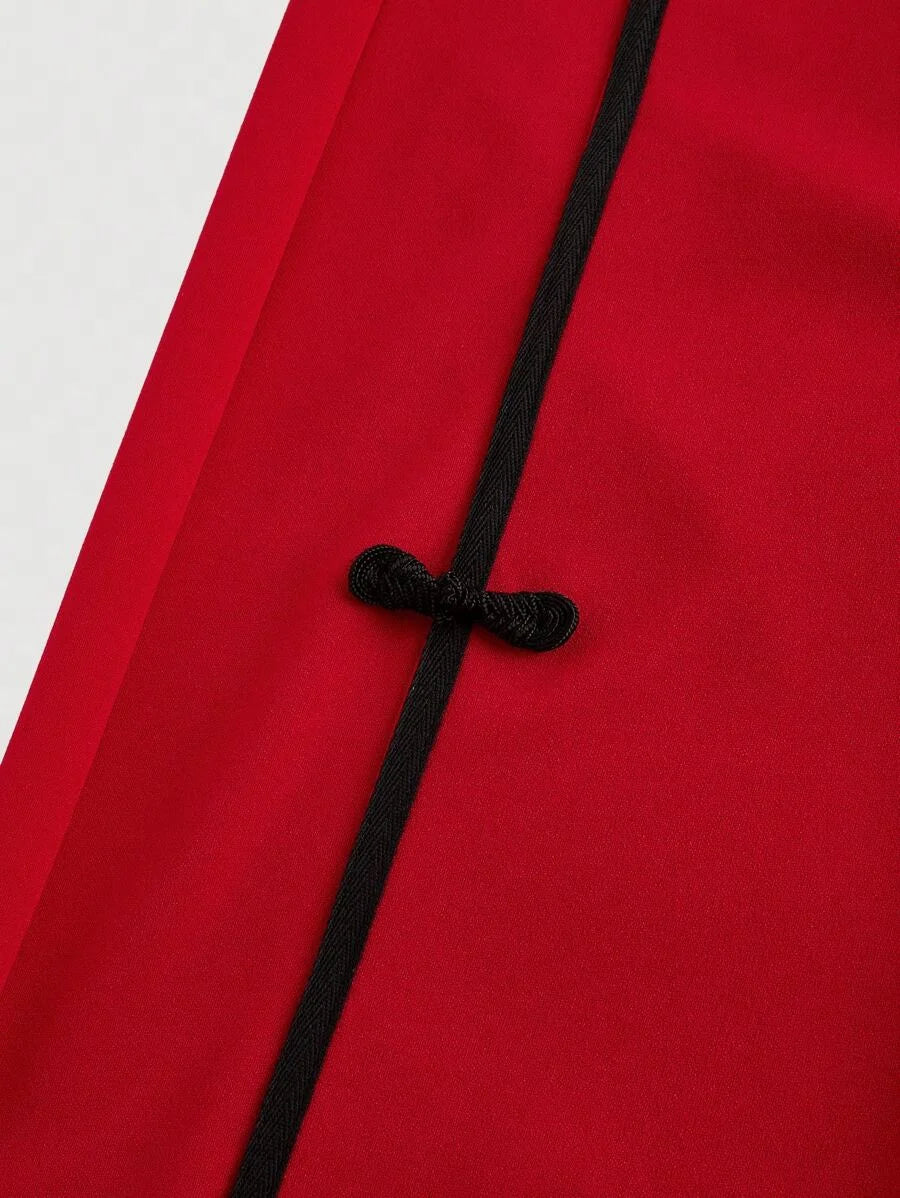 Fashionable Elegant Button Decor Straight Leg Pants