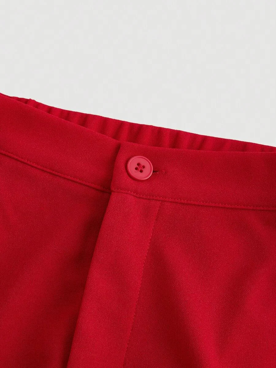 Fashionable Elegant Button Decor Straight Leg Pants