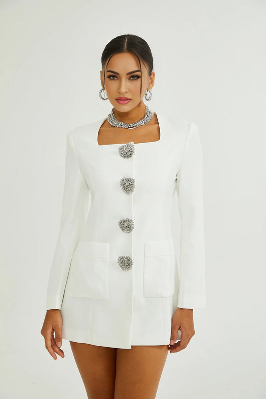 Fionnghuala white crystal mini dress