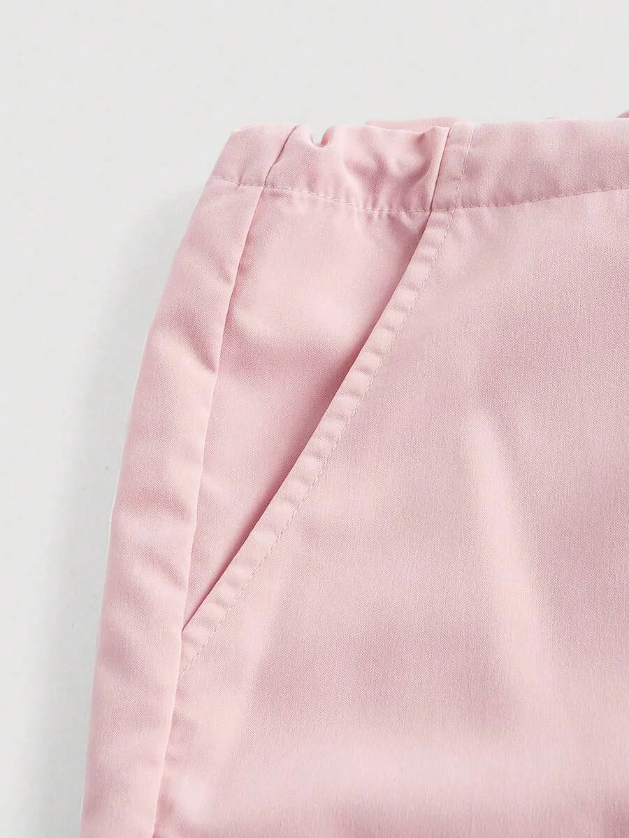 Flap Pocket Side Drawstring Waist Parachute Pants