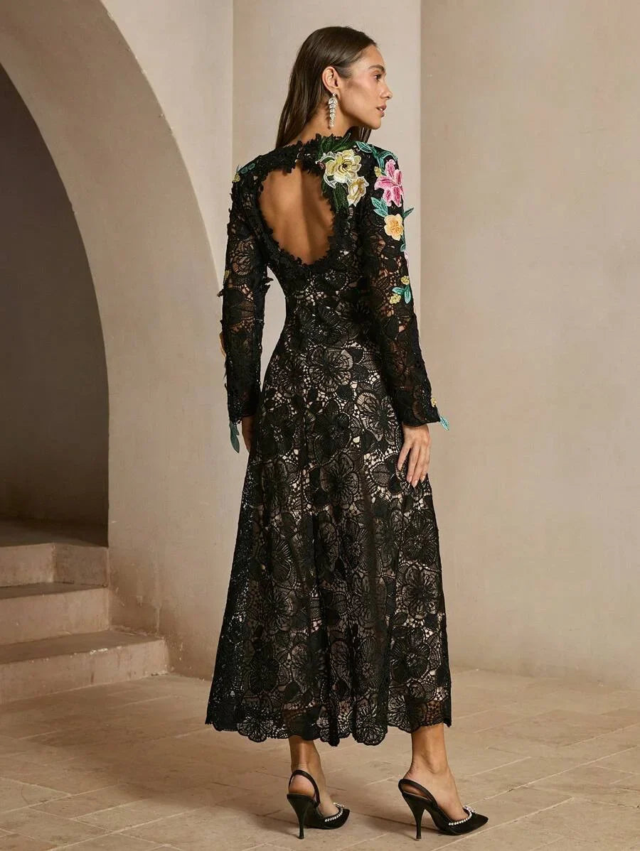 Floral AllOver Print Long Sleeve Casual Dress