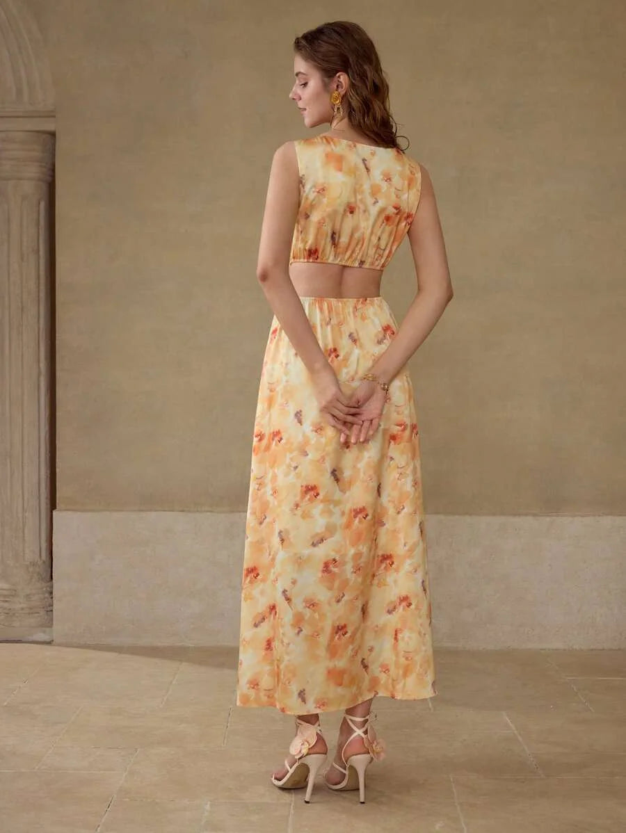 FLORAL PRINT CUT OUT DRESS