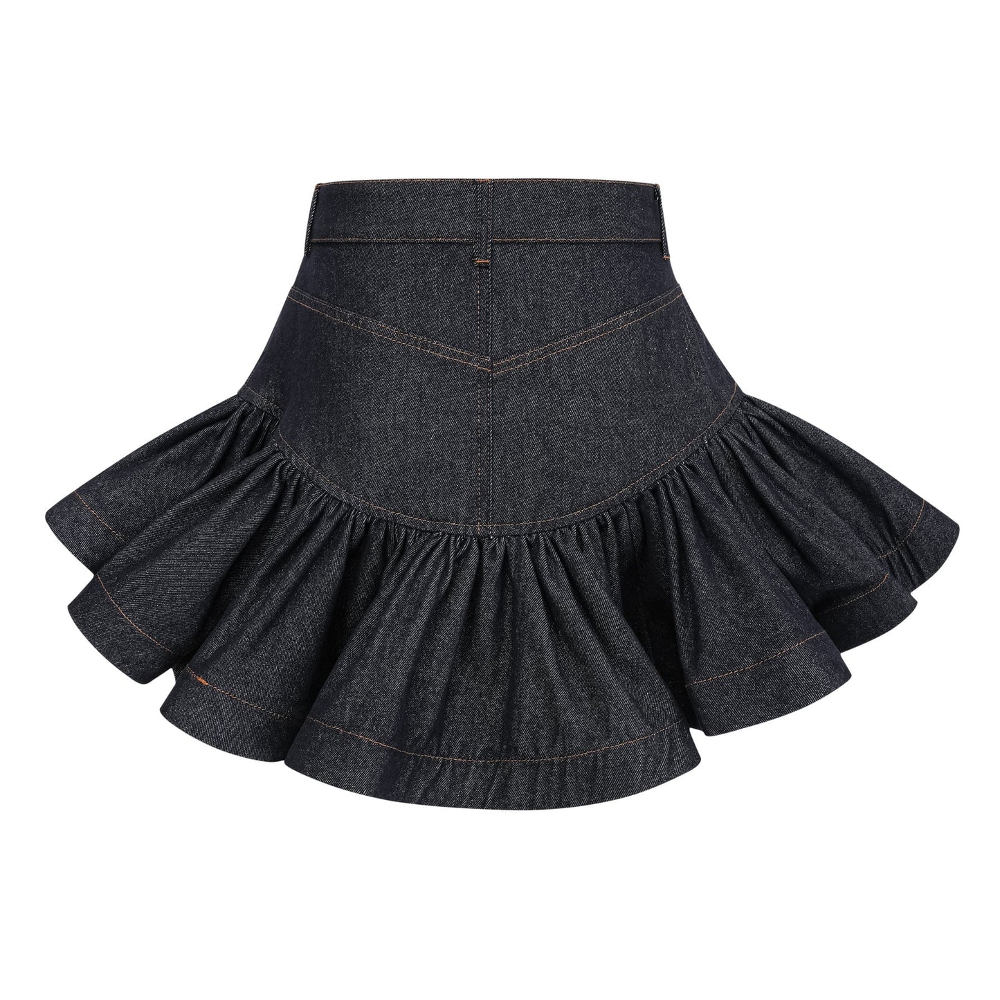 Florence Indigo Blue Ruffled Denim Mini Skirt