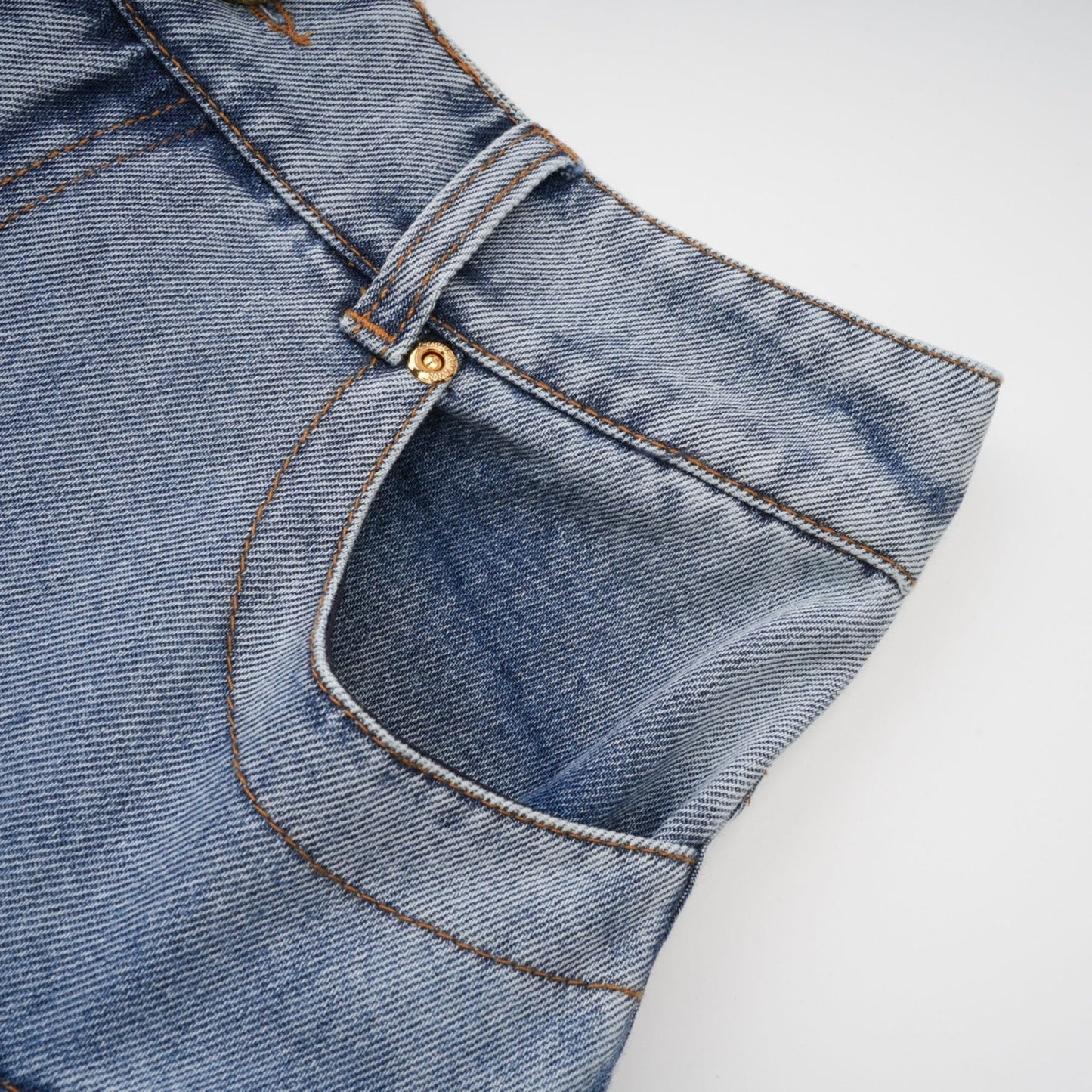 Florence Ruffled Denim Mini Skirt in Light Blue