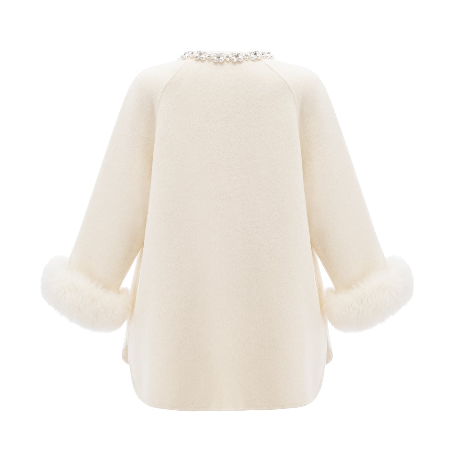 Frédérique white wool fur embellished coat