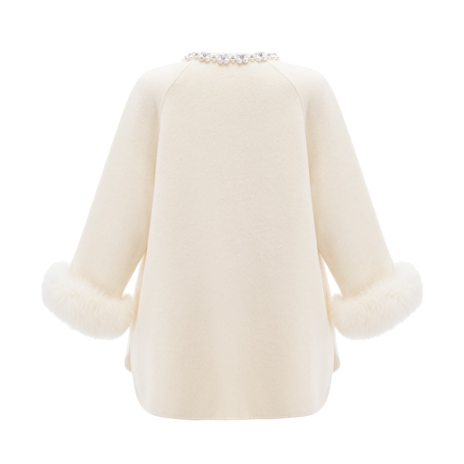 Frédérique white wool fur embellished coat
