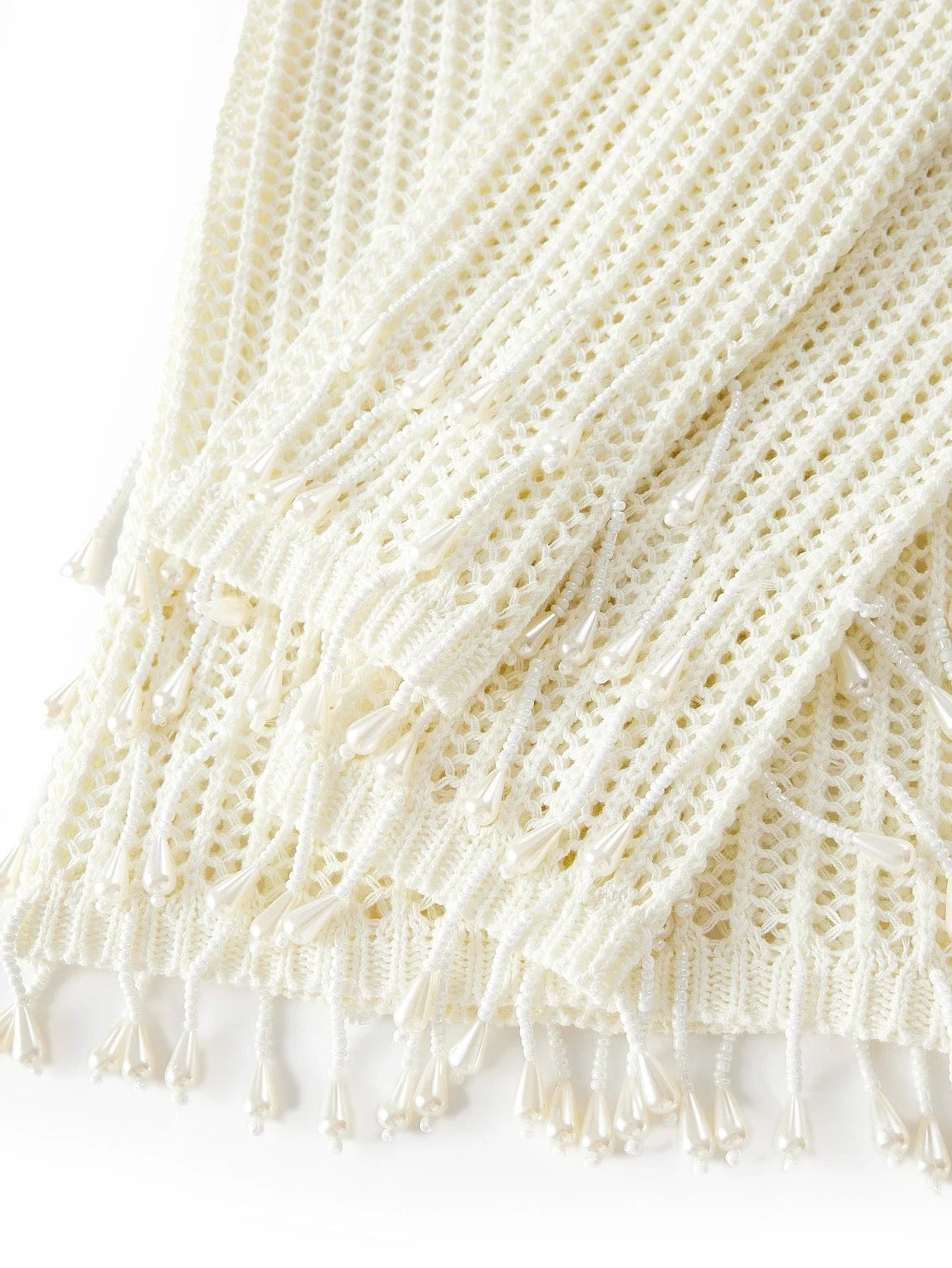 FRINGE SHEER SWEATER DRESS