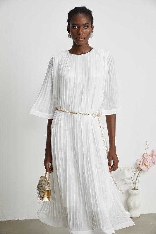 Gaëlle flaredsleeve pleated midi dress