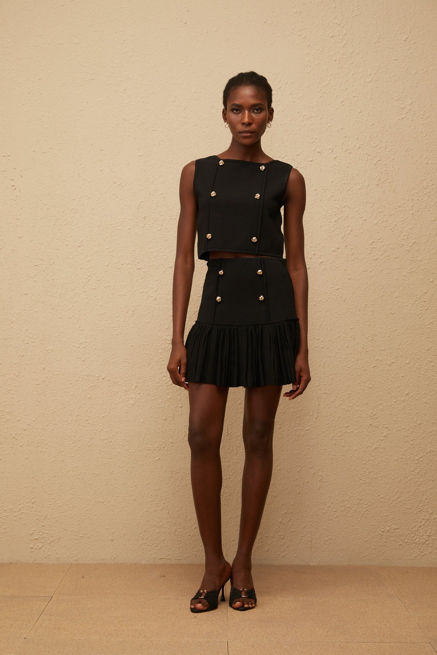 Georgia Black Knit Top Skirt Set