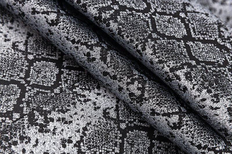 Gray and black snake print tailored blazer with gold buttons