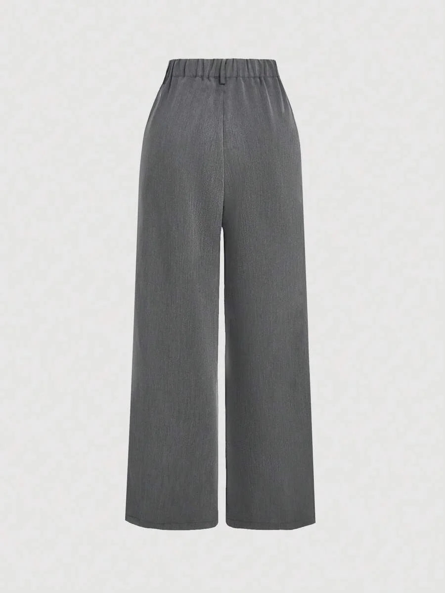 Gray Cute Trousers With Fungus Front Casual Trousers Going Out Trousers New Years Clothing Vacation