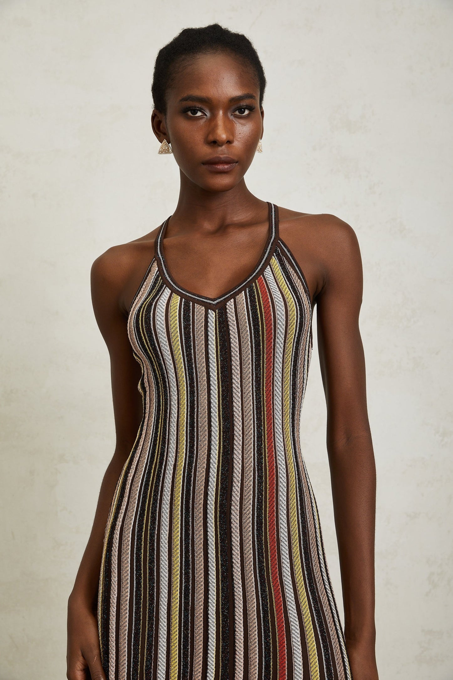 Harper Brown Striped Knit Mini Dress
