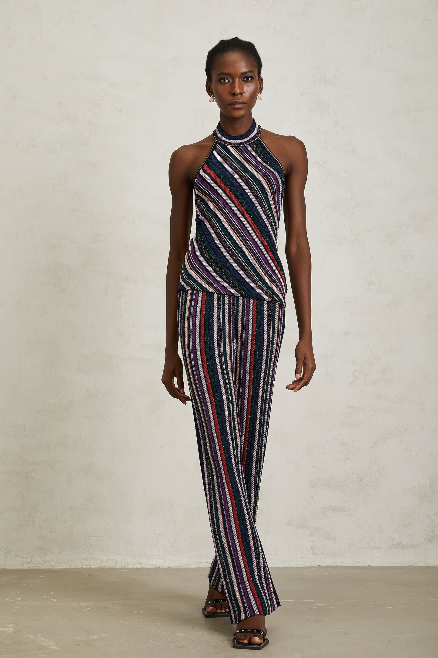 Harper Purple Striped Knit Top Trousers Set
