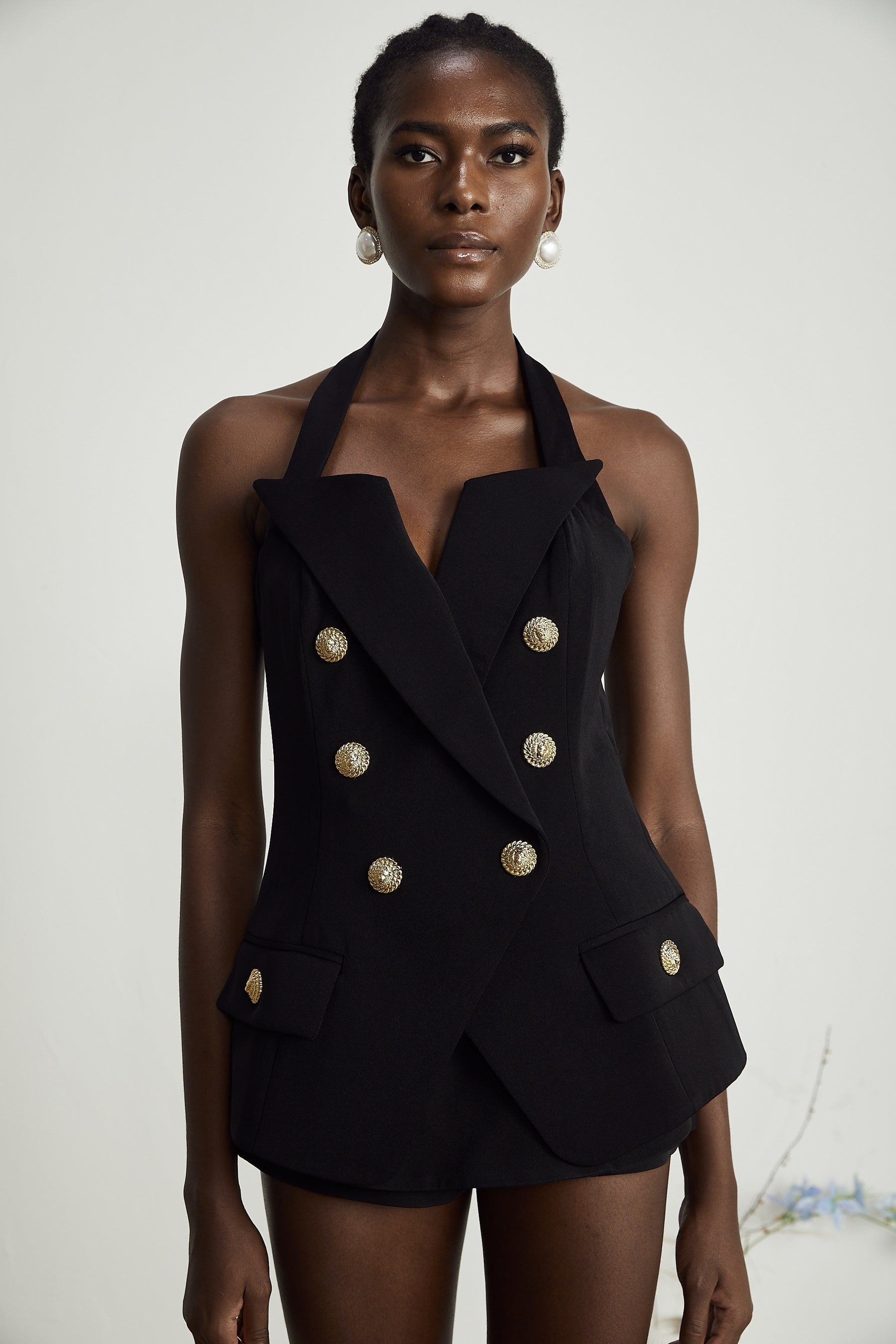 Harper tailored doublebreasted halterneck top