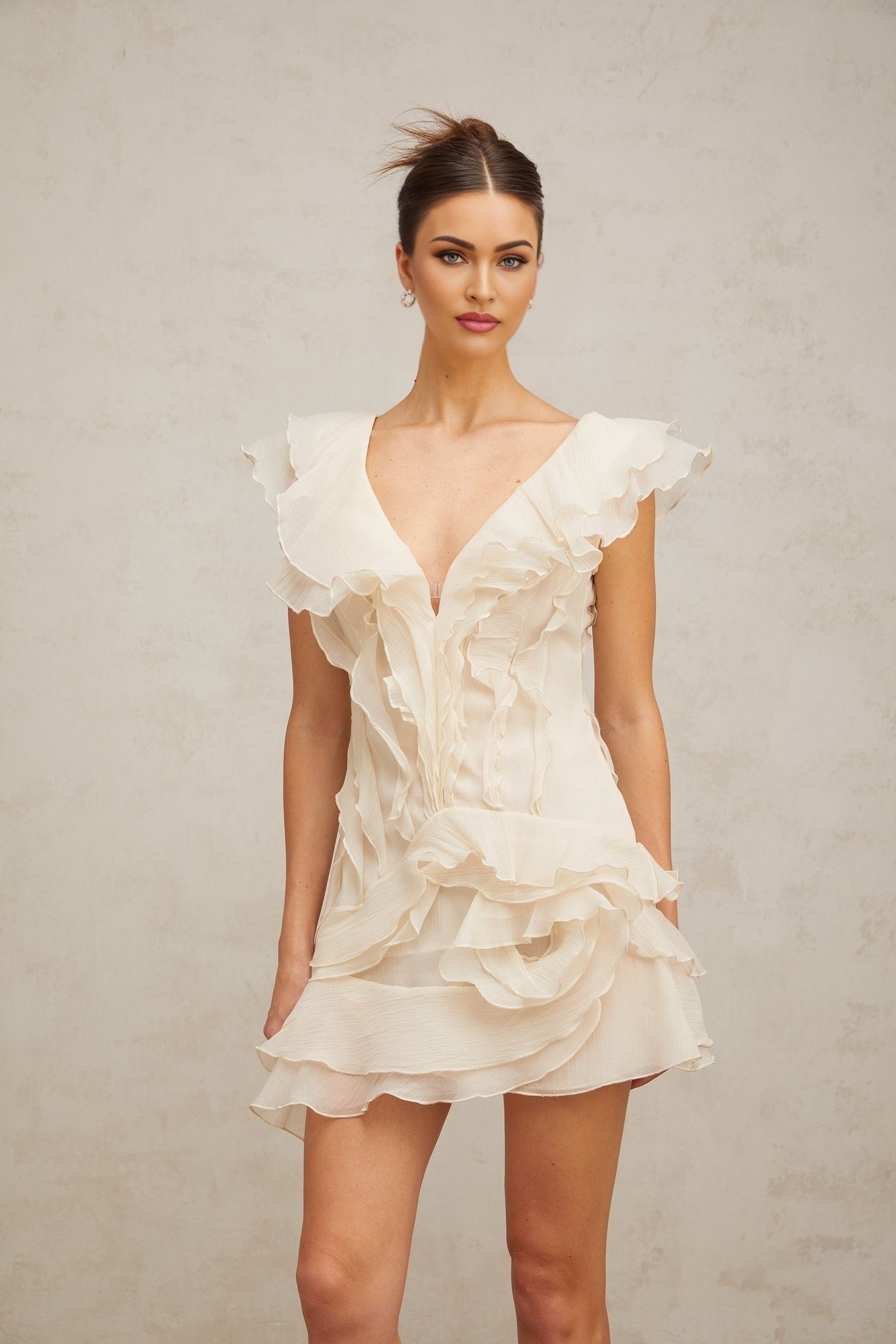 Hélène fauxflower layered ruffled mini dress