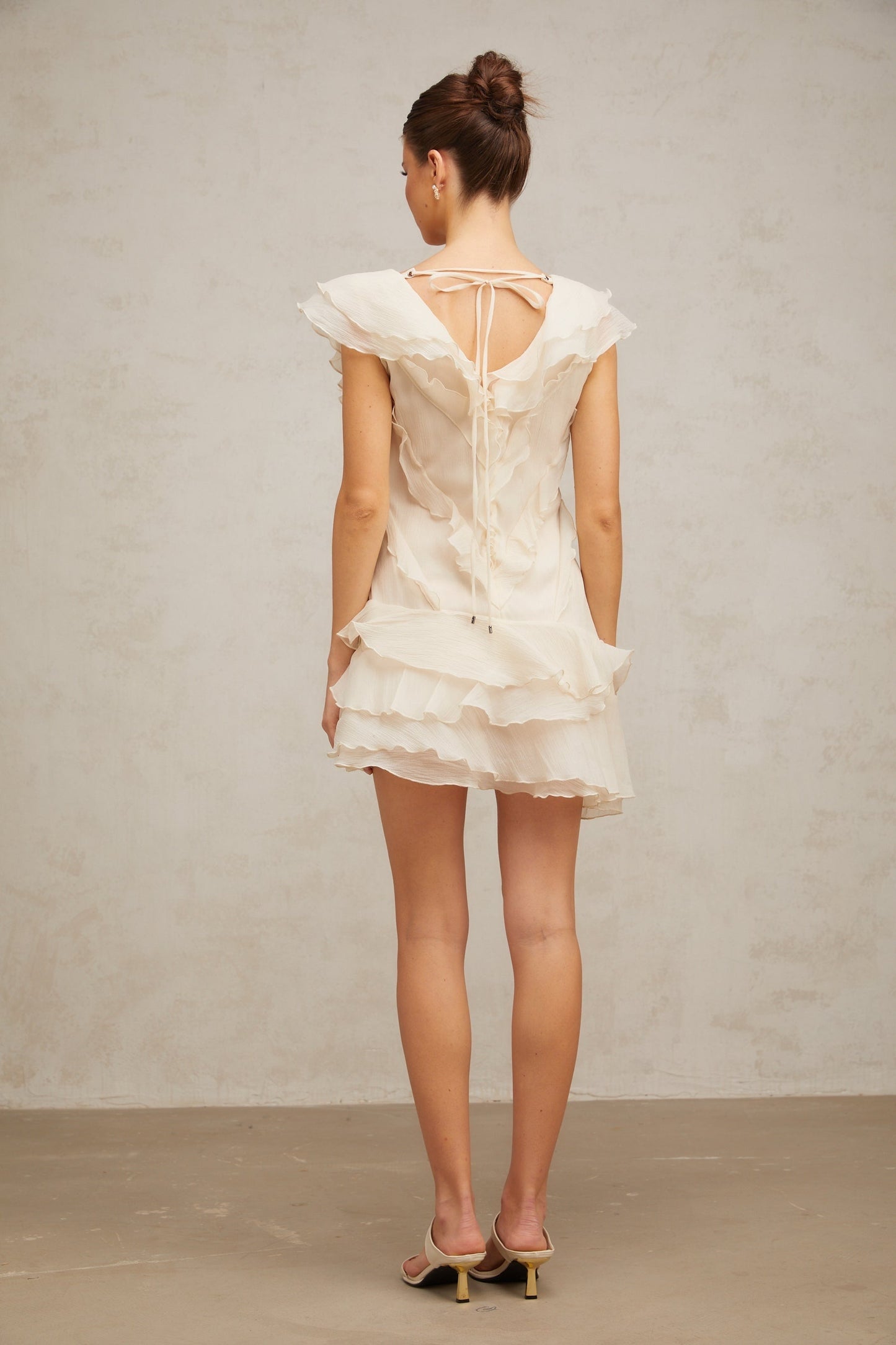 Hélène fauxflower layered ruffled mini dress