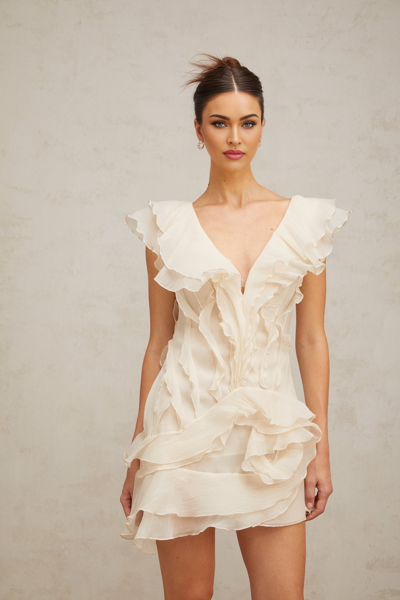 Hélène fauxflower layered ruffled mini dress