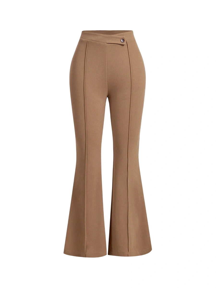 High Waist Flare Leg Black Toothpick Pleats Pants Flare Pants For Womenflare Pants Girlsbrown Pants