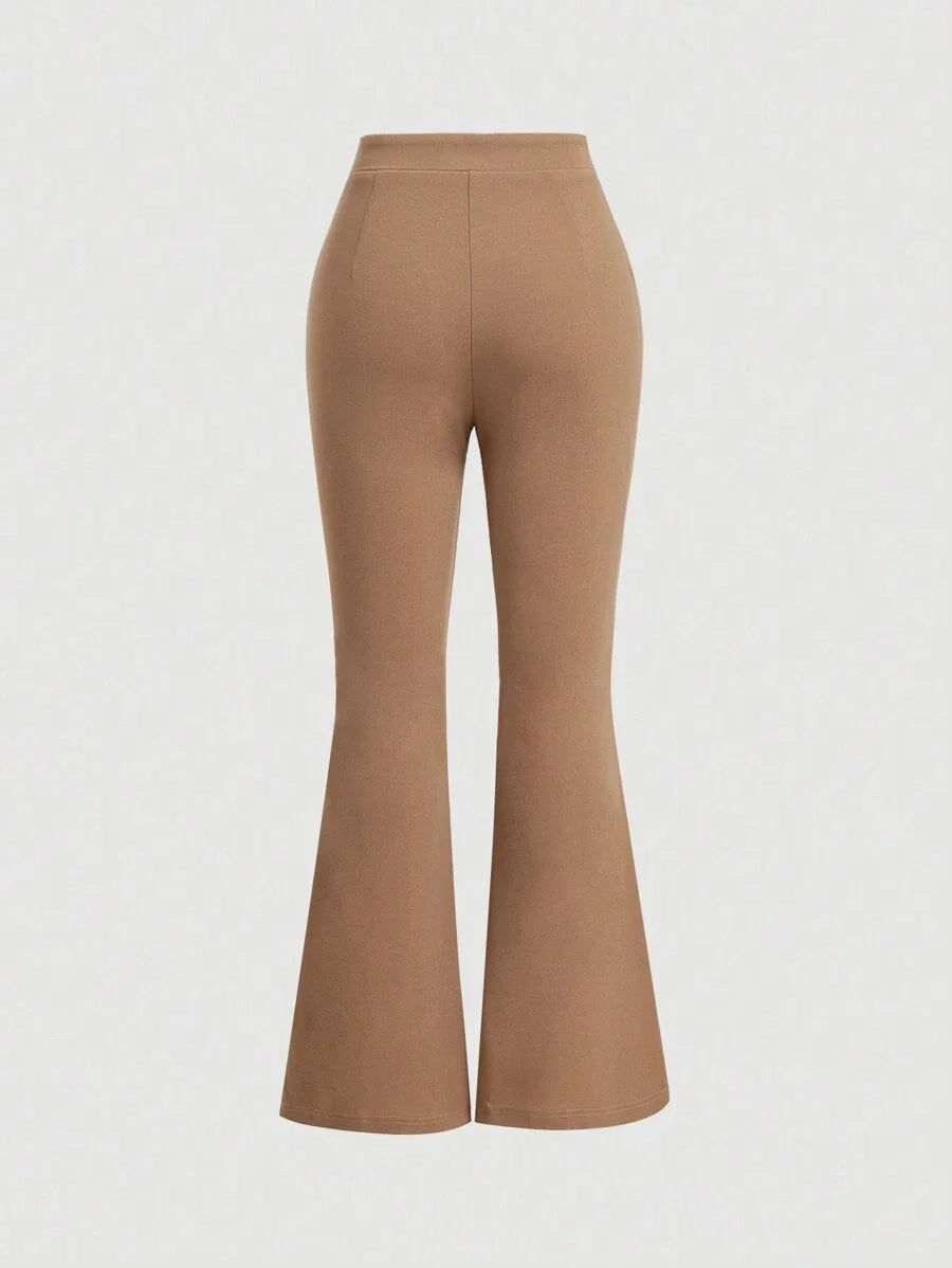 High Waist Flare Leg Black Toothpick Pleats Pants Flare Pants For Womenflare Pants Girlsbrown Pants
