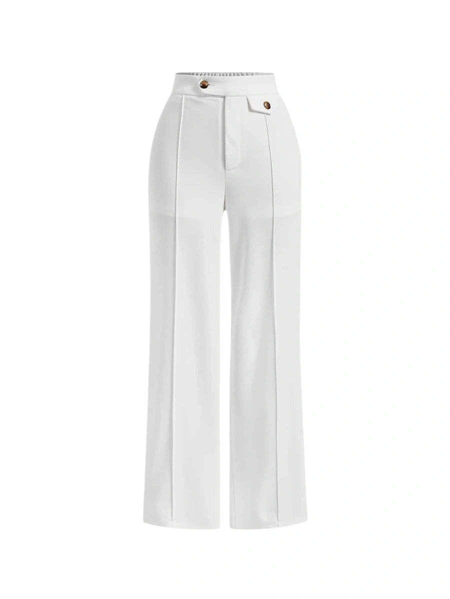 High Waist Seam Detail Straight Leg Pants