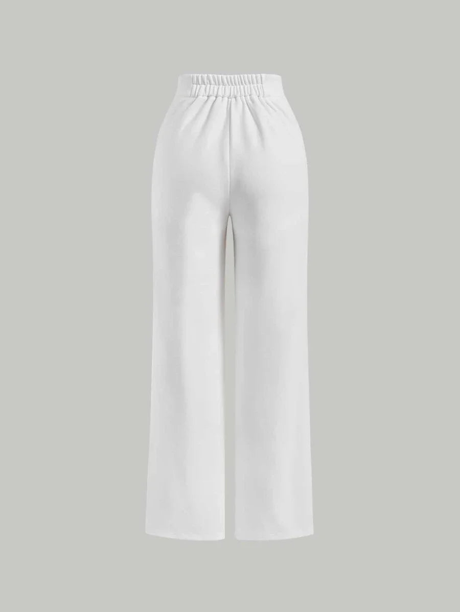 High Waist Seam Detail Straight Leg Pants