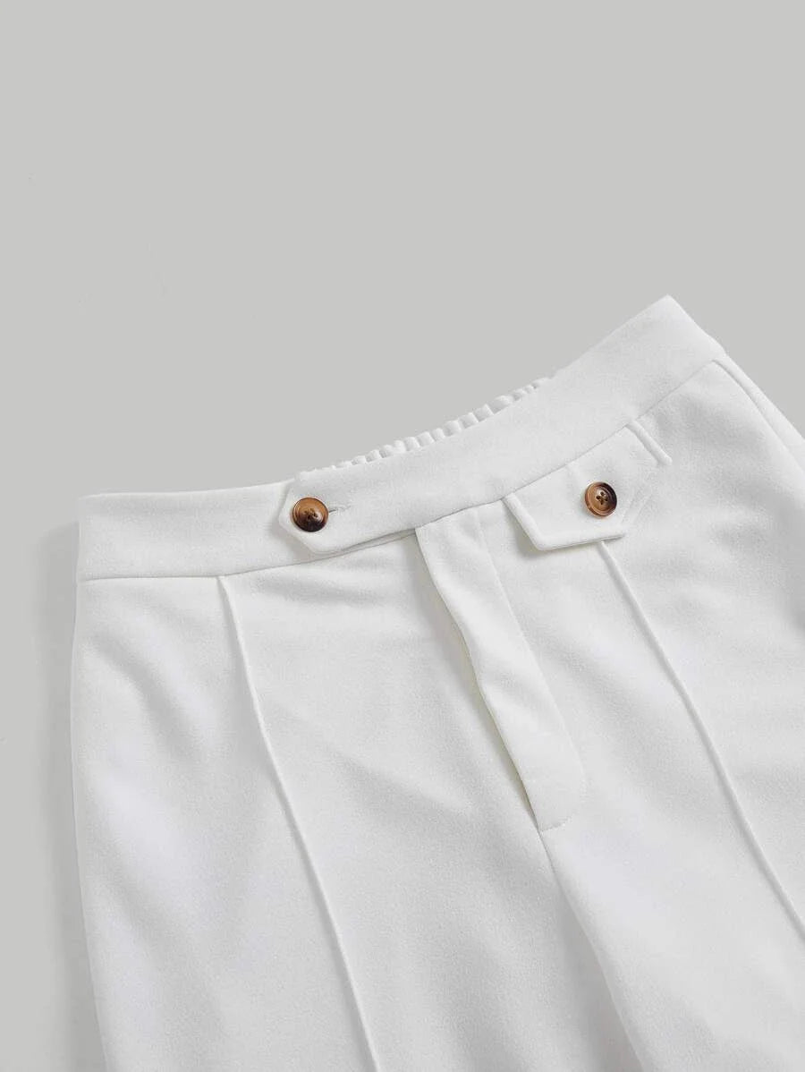 High Waist Seam Detail Straight Leg Pants
