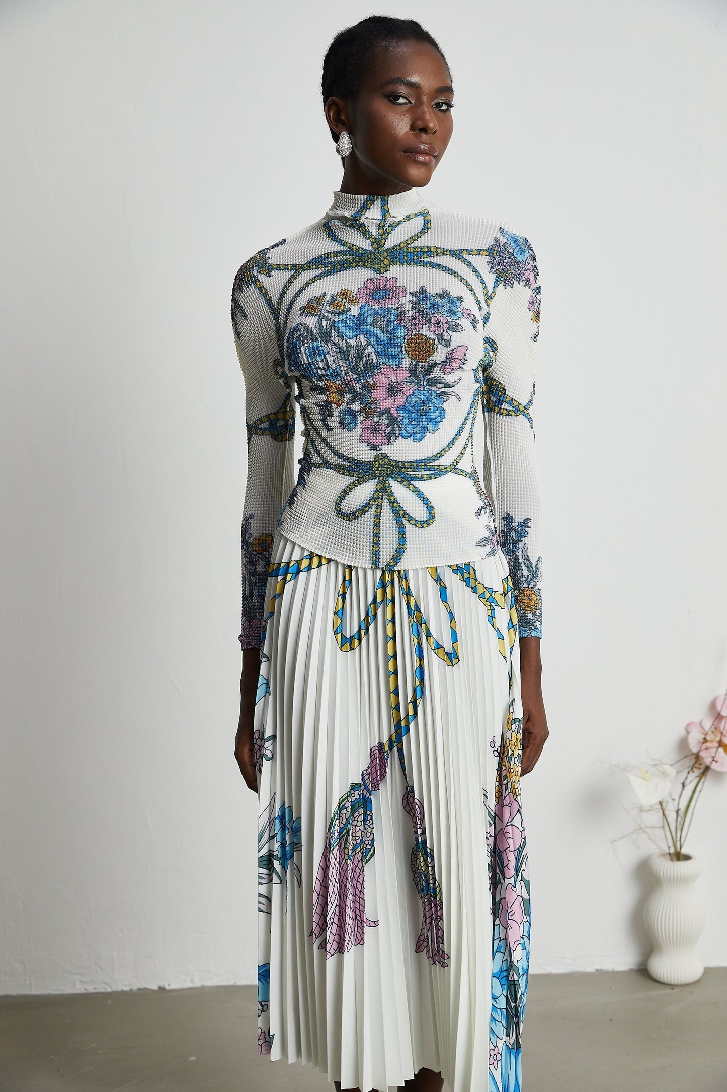 Huguette patternprint top skirt matching set