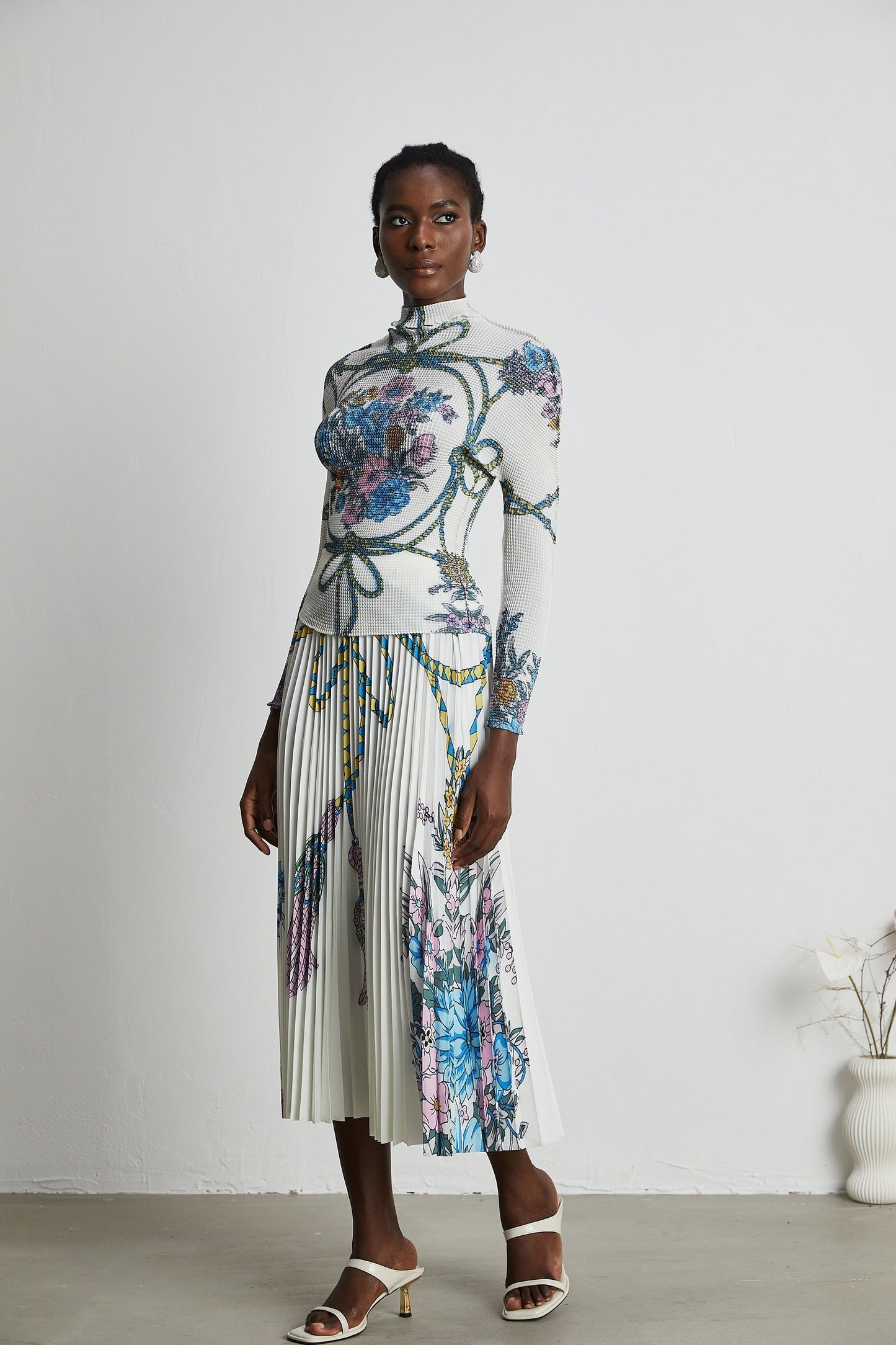 Huguette patternprint top skirt matching set