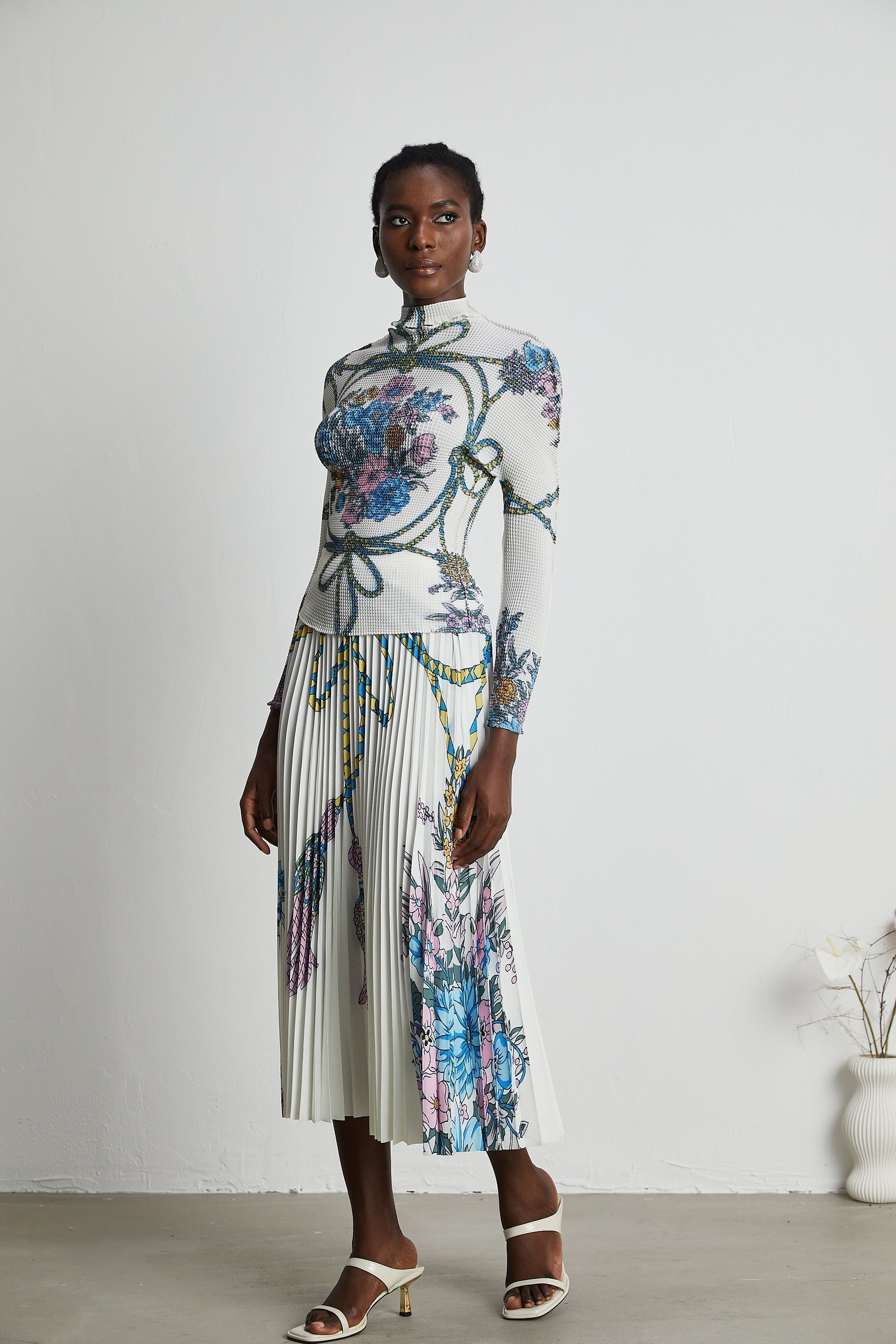 Huguette patternprint top  skirt matching set