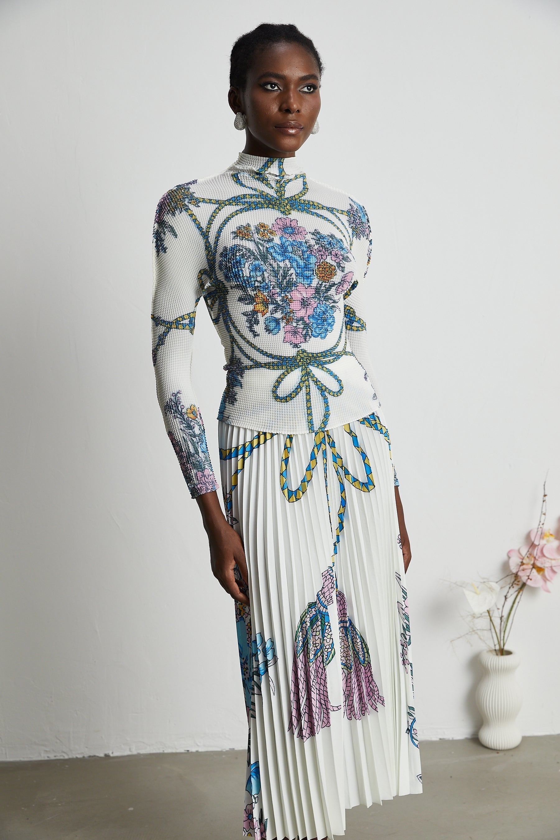 Huguette patternprint top  skirt matching set