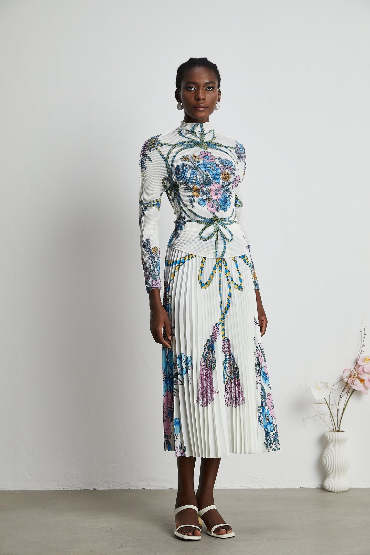 Huguette patternprint top skirt matching set