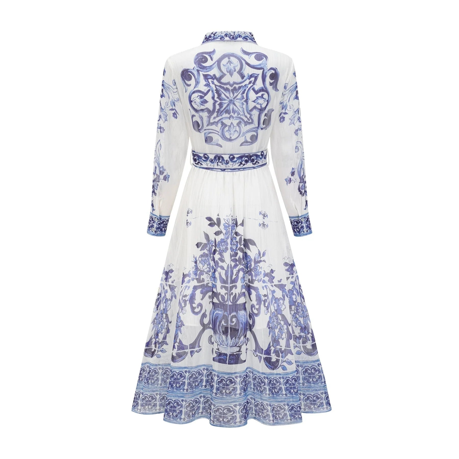 Isabelle patternprint cinchwaist midi dress