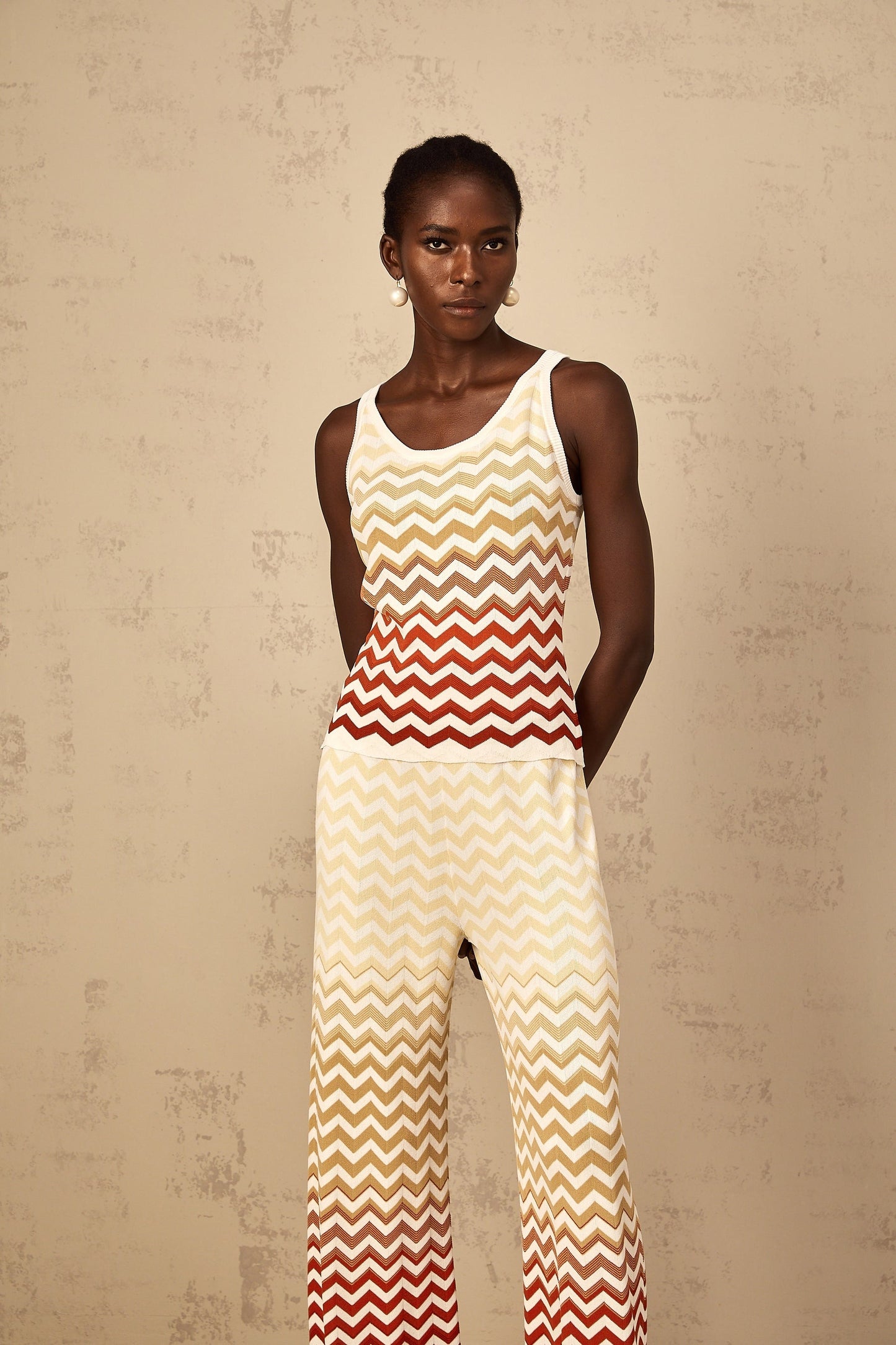 Isabelle Yellow Zigzag Knit Matching Set