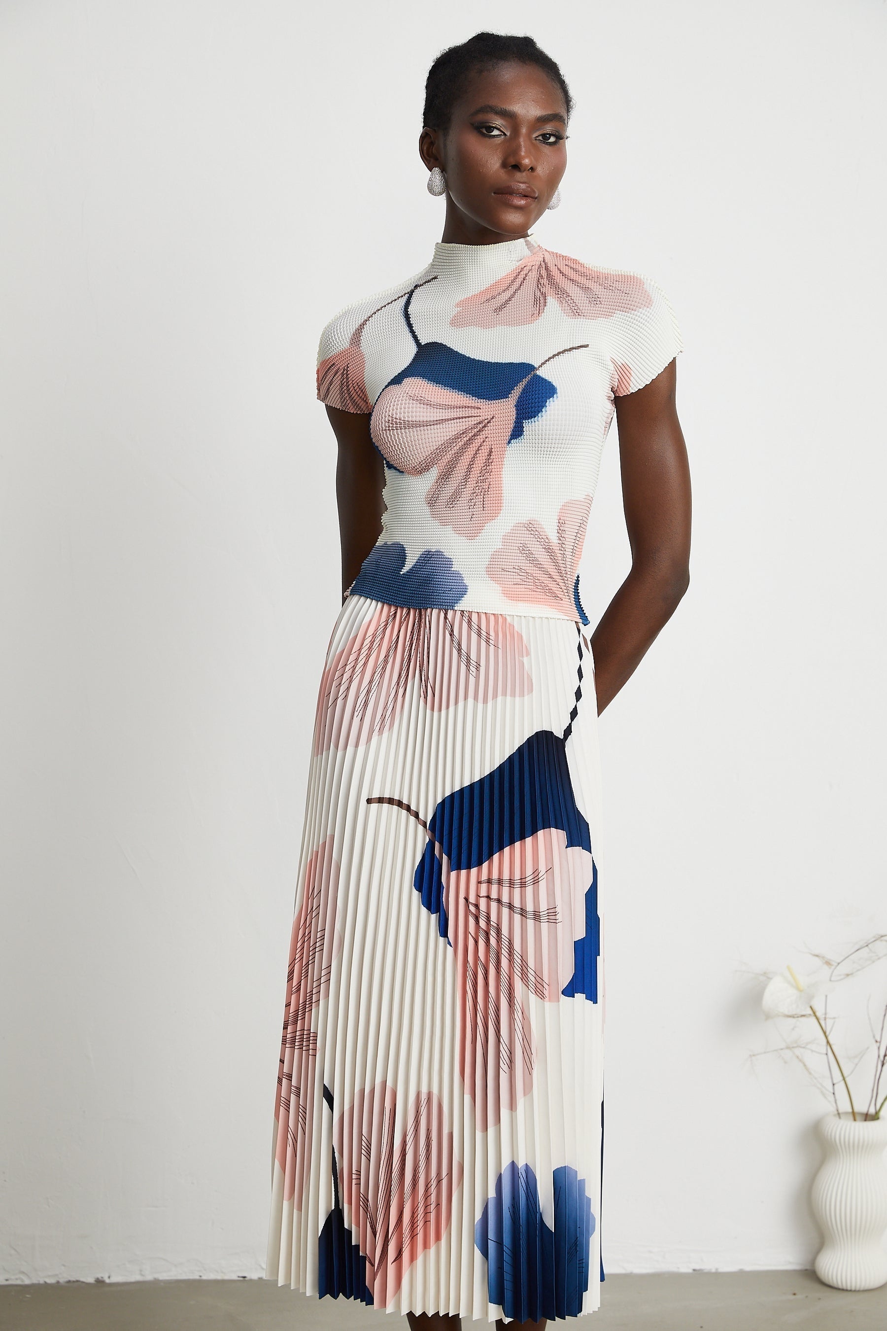 Isolde patternprint knitted top  skirt matching set