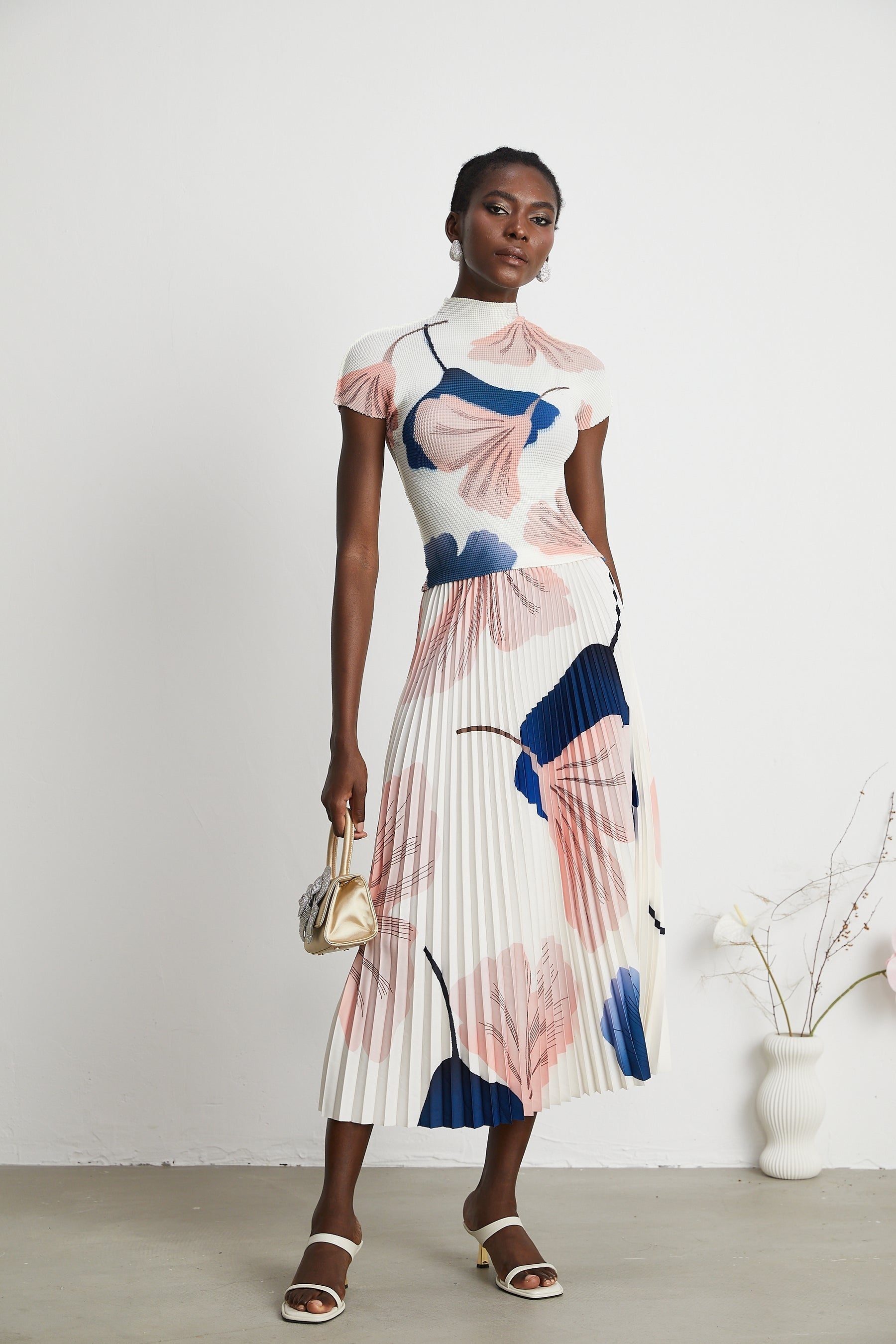 Isolde patternprint knitted top  skirt matching set