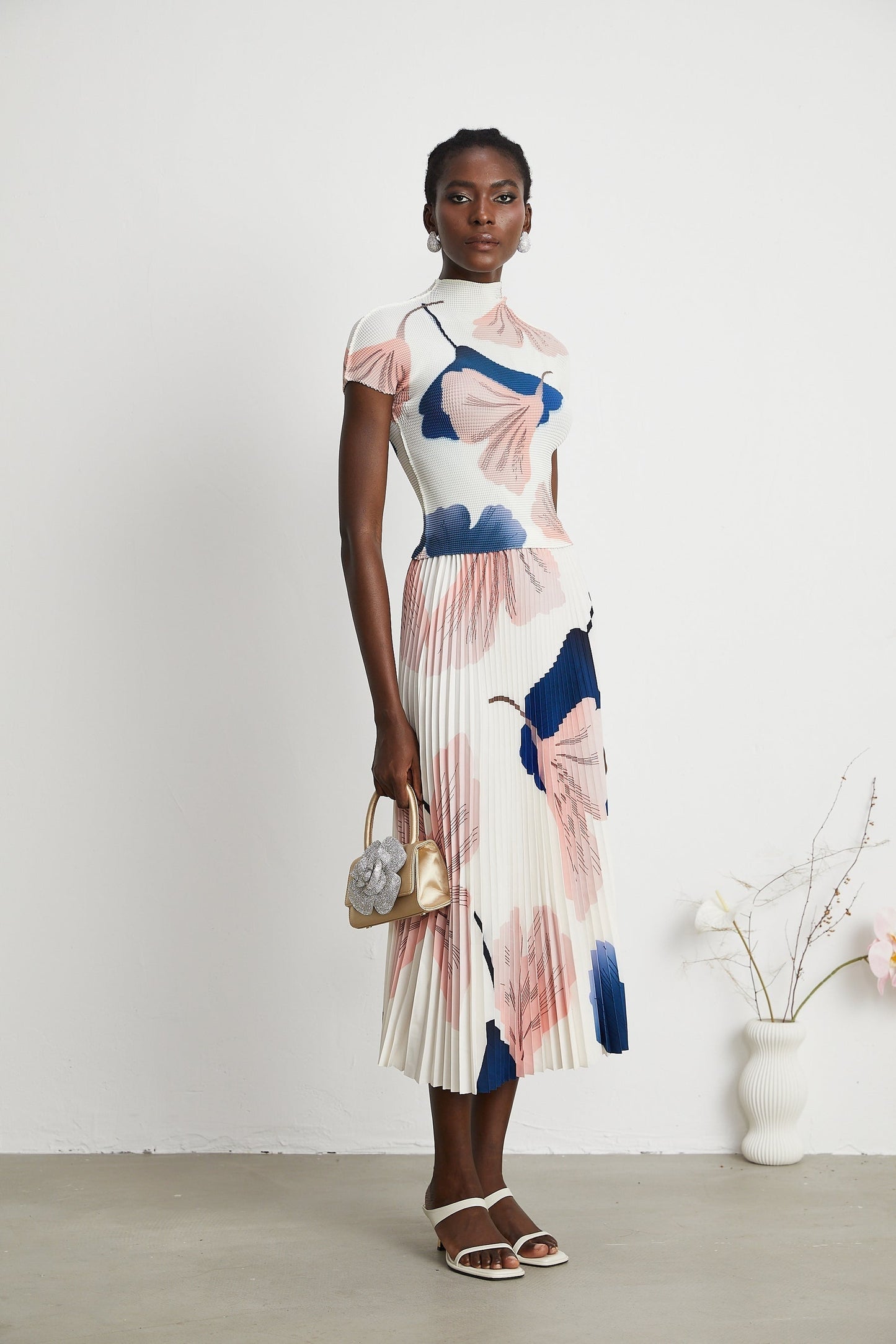 Isolde patternprint knitted top skirt matching set