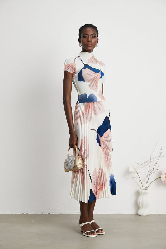 Isolde patternprint knitted top  skirt matching set