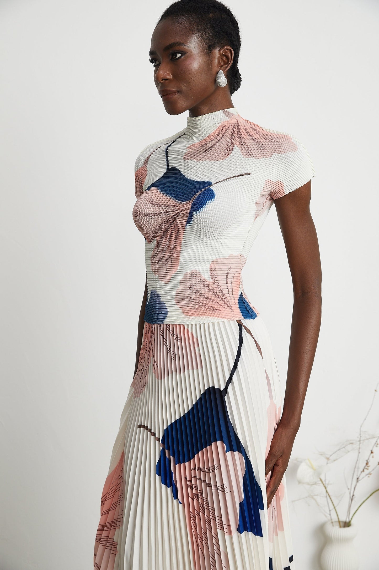 Isolde patternprint knitted top skirt matching set