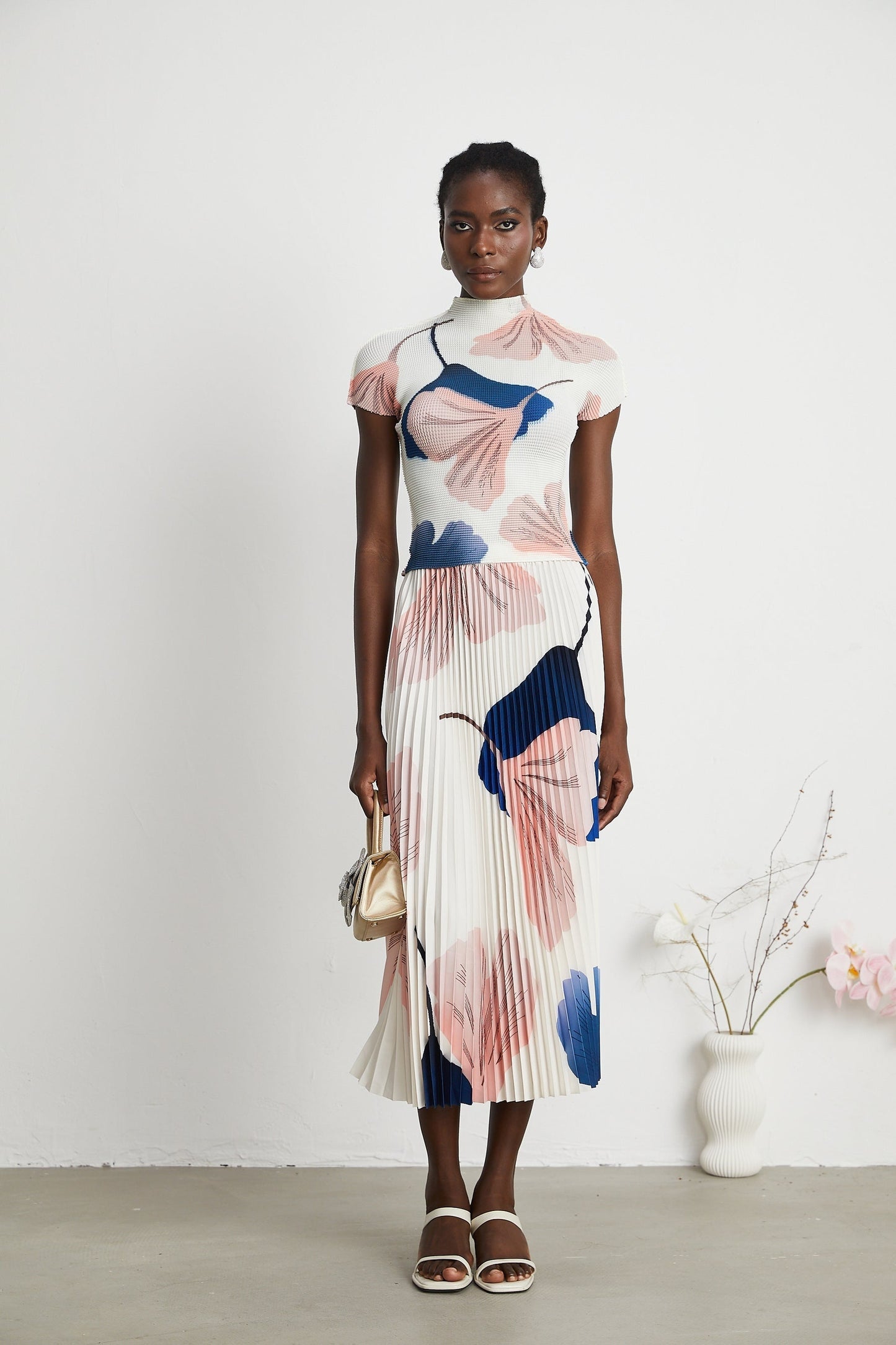 Isolde patternprint knitted top skirt matching set